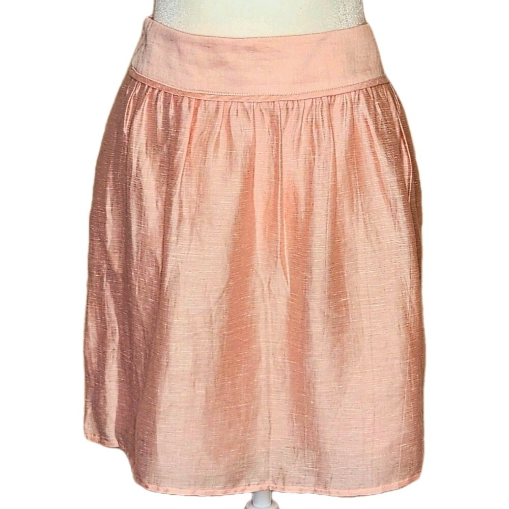 Ann Taylor Loft Linen Blend A-Line Mini Skirt Peach Women's 6 Quiet Luxury